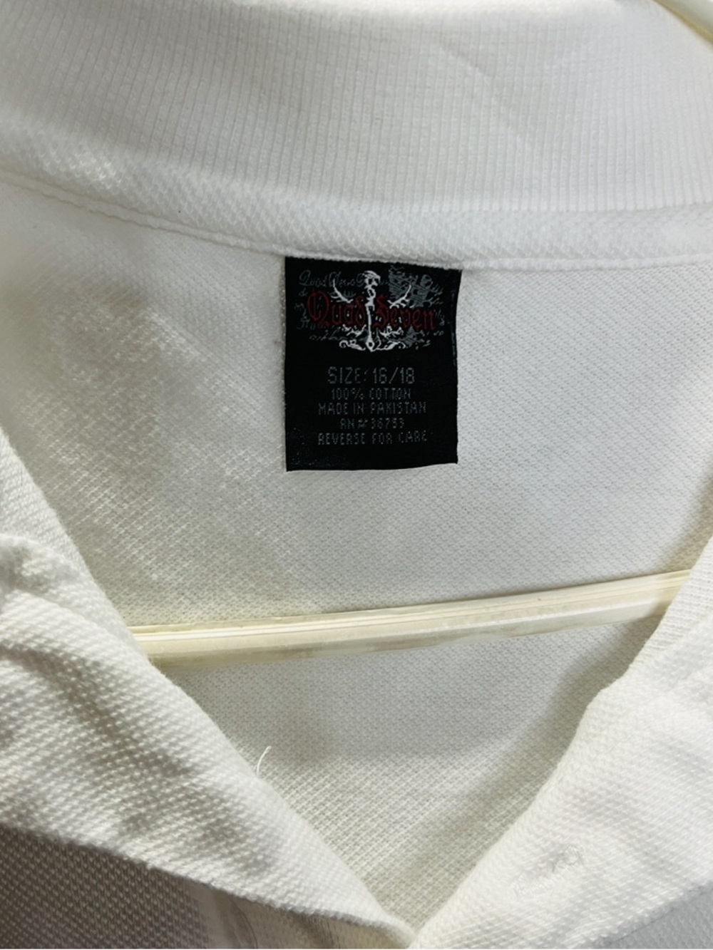 Quad Seven EUC Girls White Polo Blouse - Lightweight Short Sleeve - Picture 4 of 5